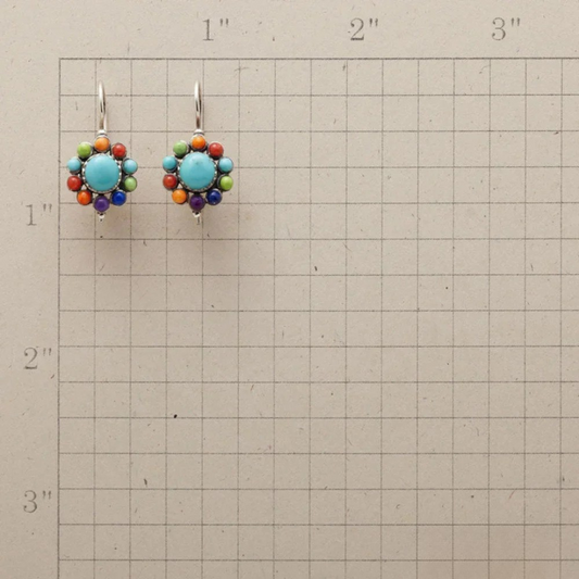 Veelkleurige Turquoise Ronde Oorbellen