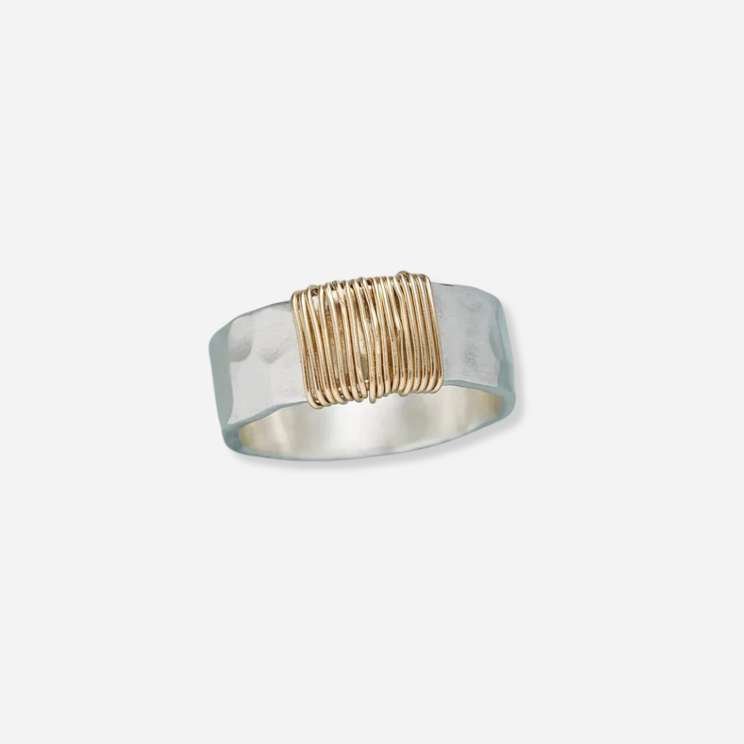 Vintage Gouden Draad Zilveren Ring