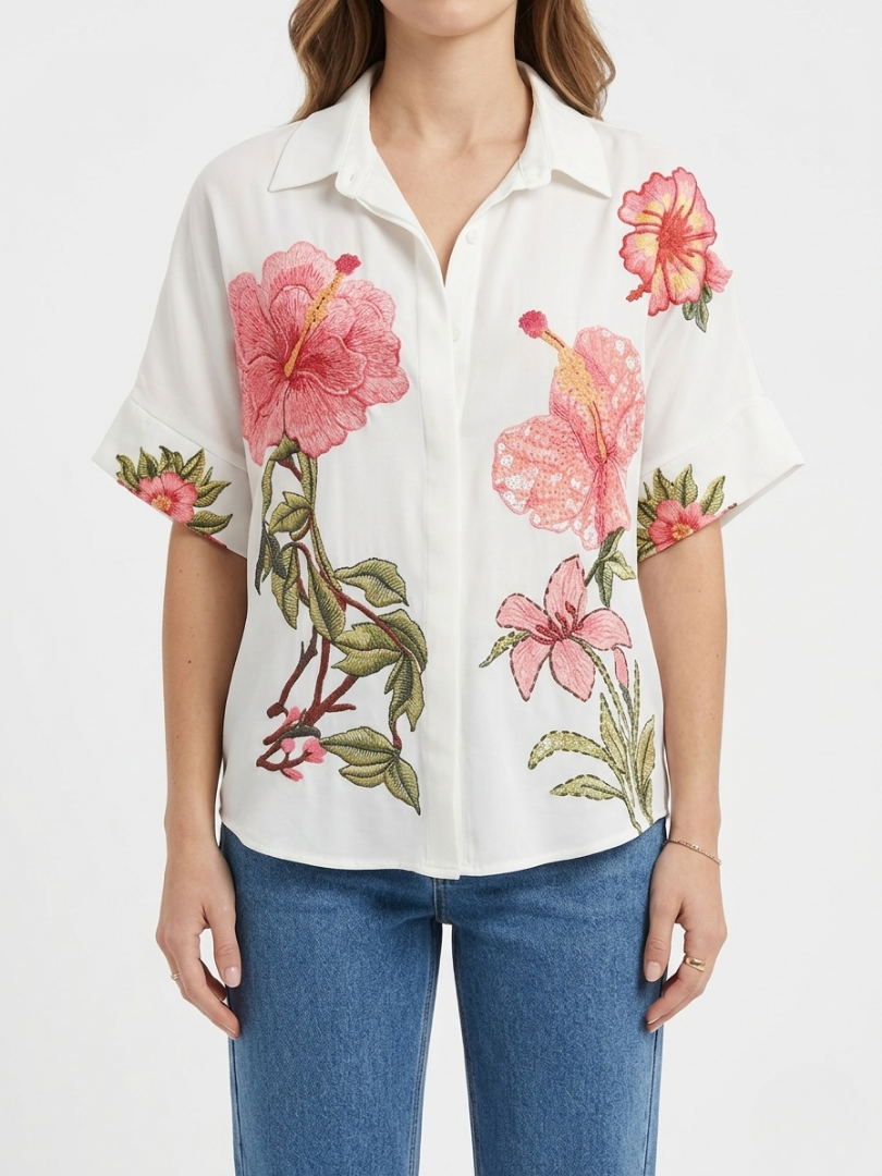Amara | Tropische Hibiscus Blouse
