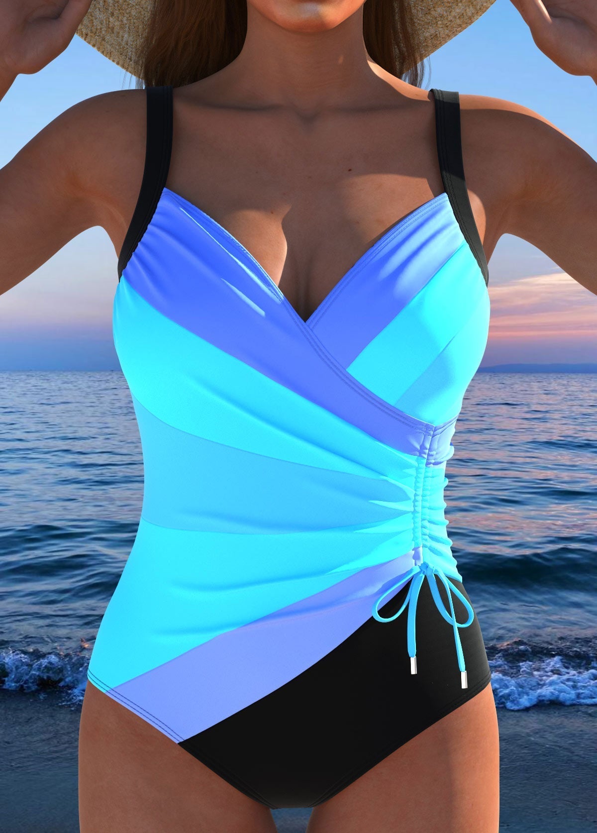 Luxe Surplice Zwart Badpak met Kleurrijke Print I Laatste dag 80% korting!