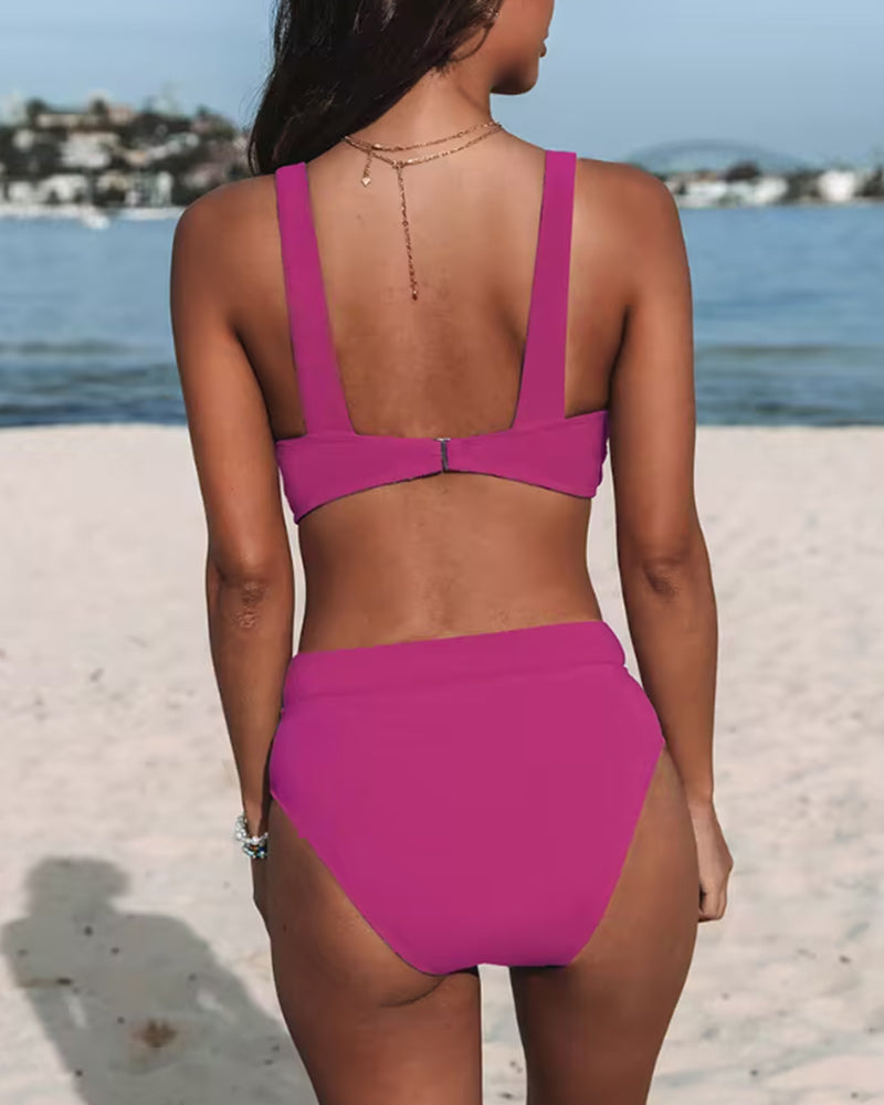 Hilde - Effen Hoge Taille Badpak I Laatste dag 80% korting!