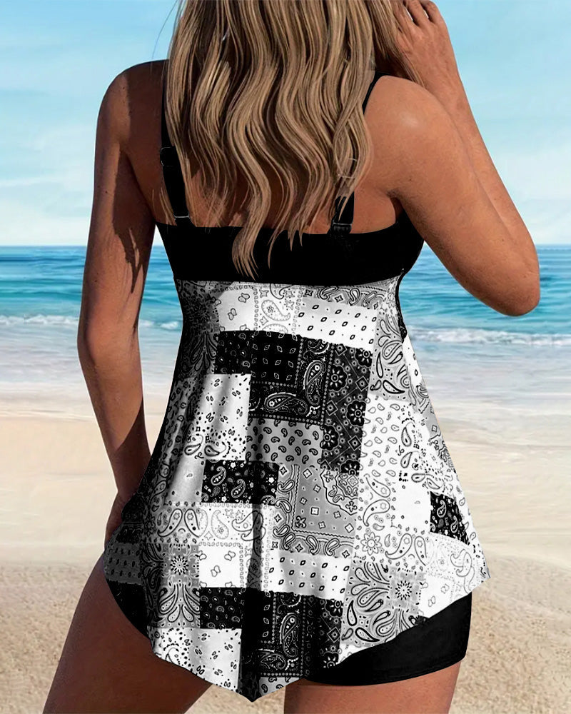 Tankini Twee-delig Bedrukte Boxer I Laatste dag 80% korting!