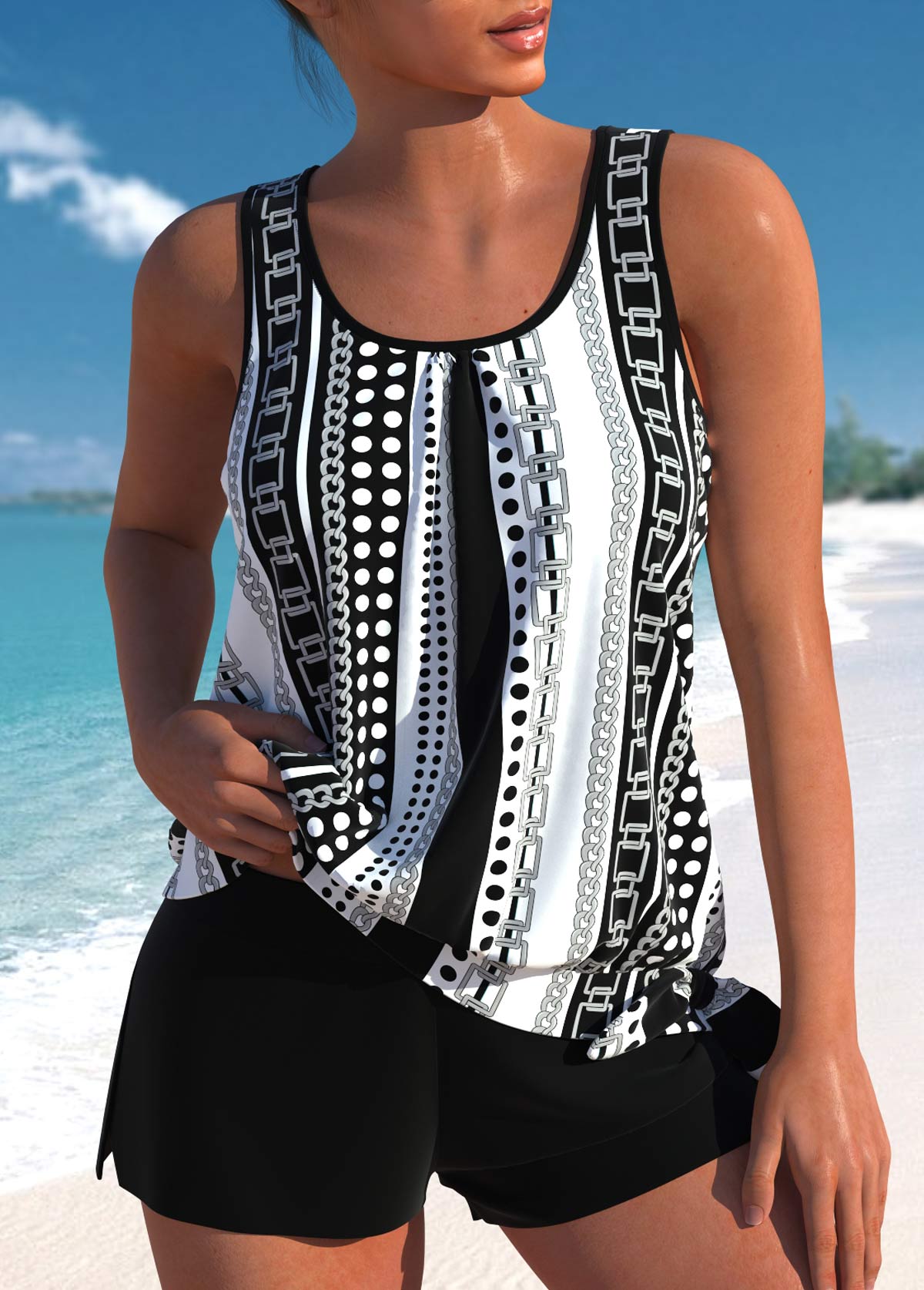Elegante High Waist Tankini met Tropische Print I Laatste dag 80% korting!