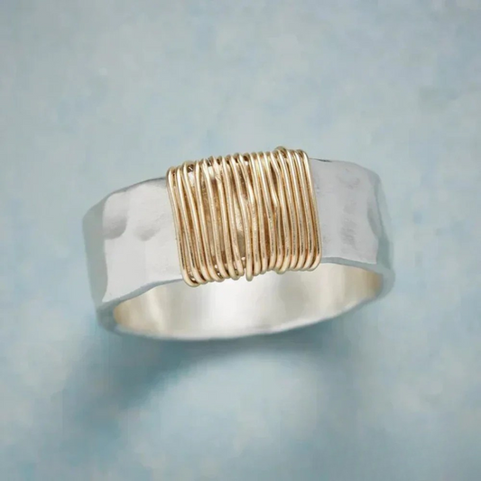 Vintage Gouden Draad Zilveren Ring