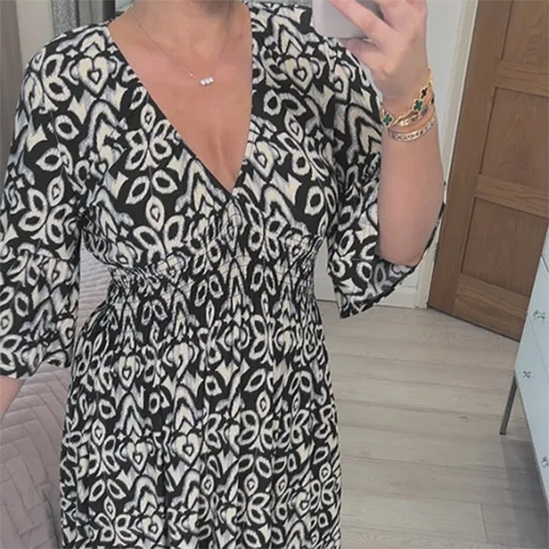 JOLINE - Zomerse casual V-hals maxi jurk