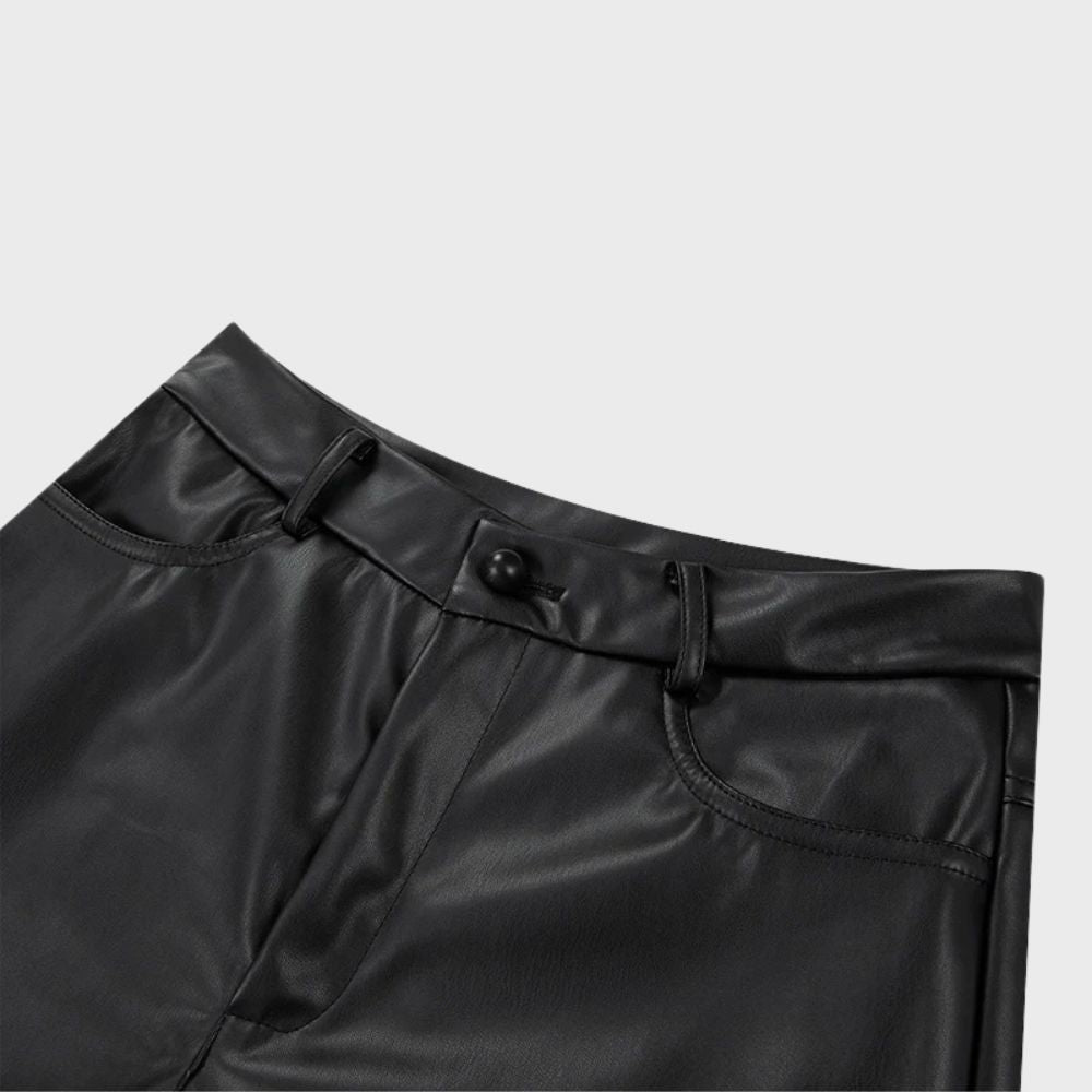 Jaska - Recht gesneden leren zomerbroek