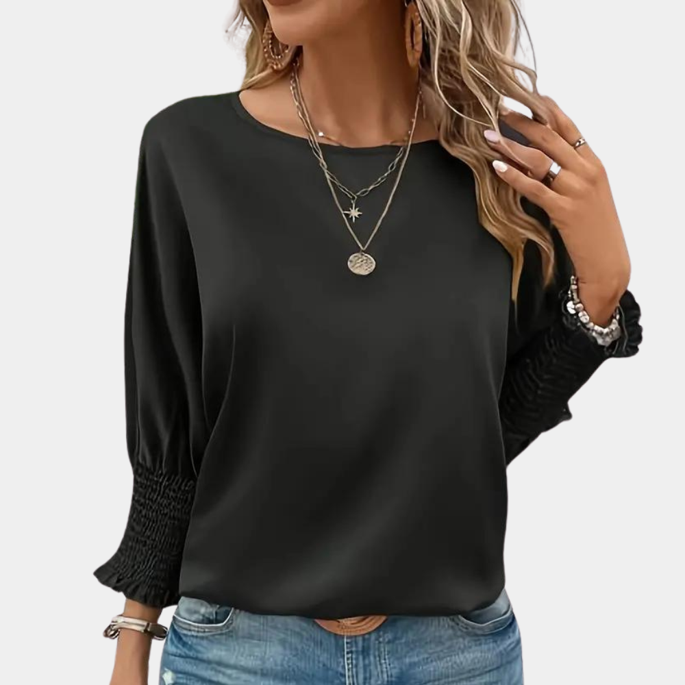 Zuzanka - Eenvoudige damesblouse met ronde hals voor de zomer