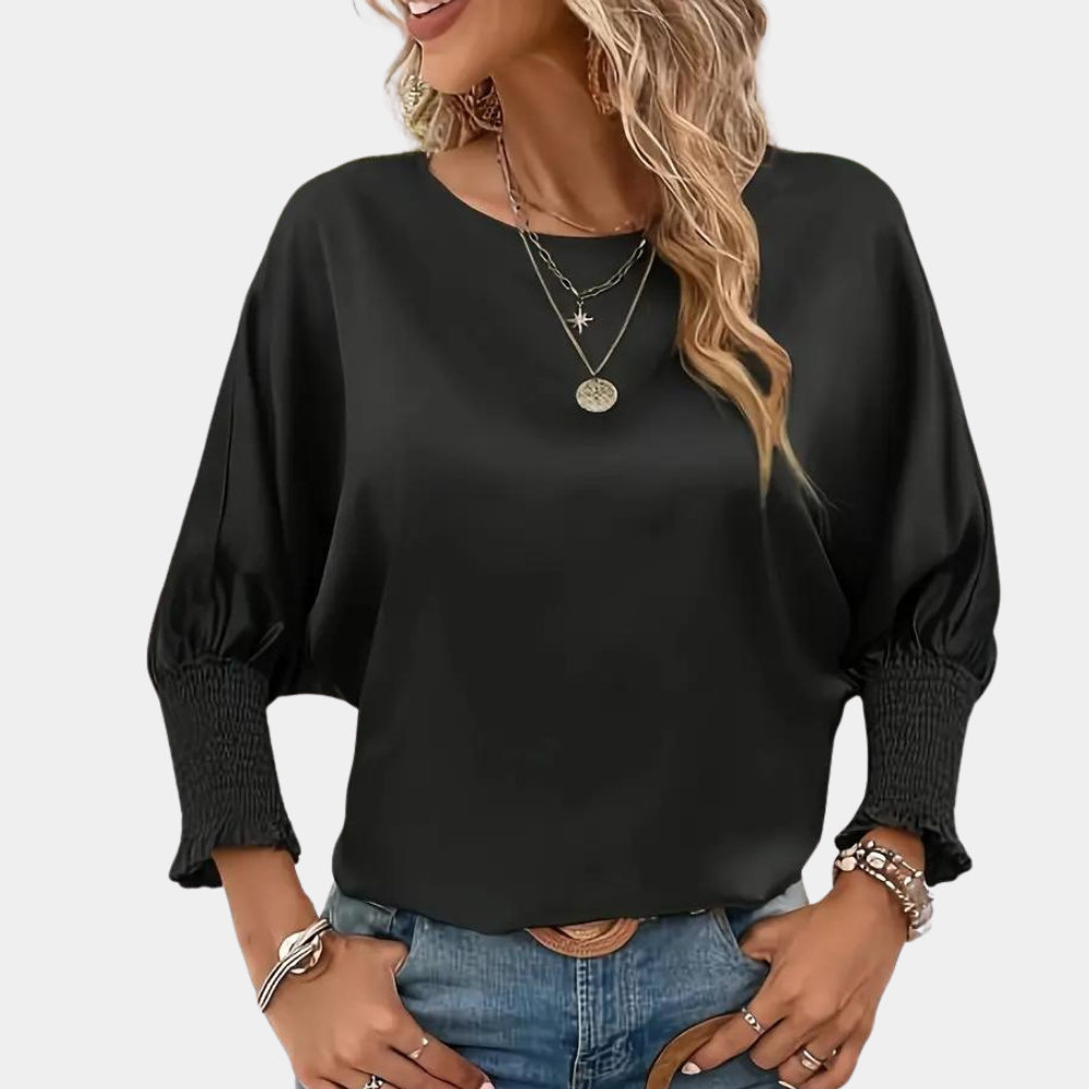 Zuzanka - Eenvoudige damesblouse met ronde hals voor de zomer