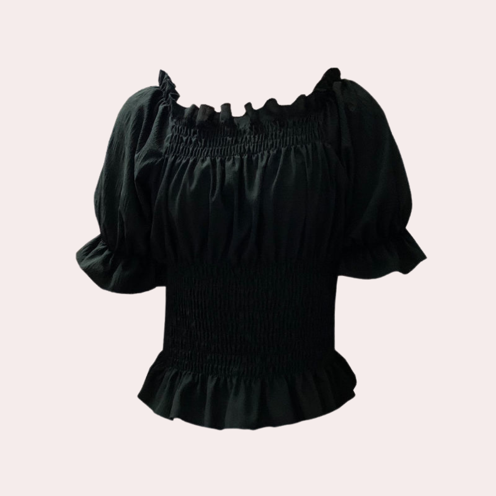 Agnes - Moderne Zomerblouse met Pofmouwen voor Lente en Zomer