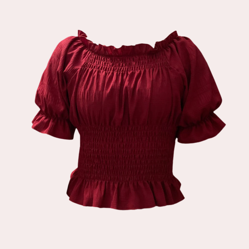 Agnes - Moderne Zomerblouse met Pofmouwen voor Lente en Zomer