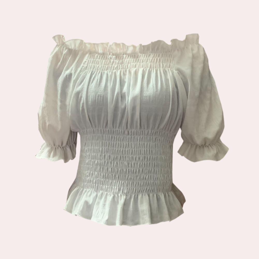 Agnes - Moderne Zomerblouse met Pofmouwen voor Lente en Zomer
