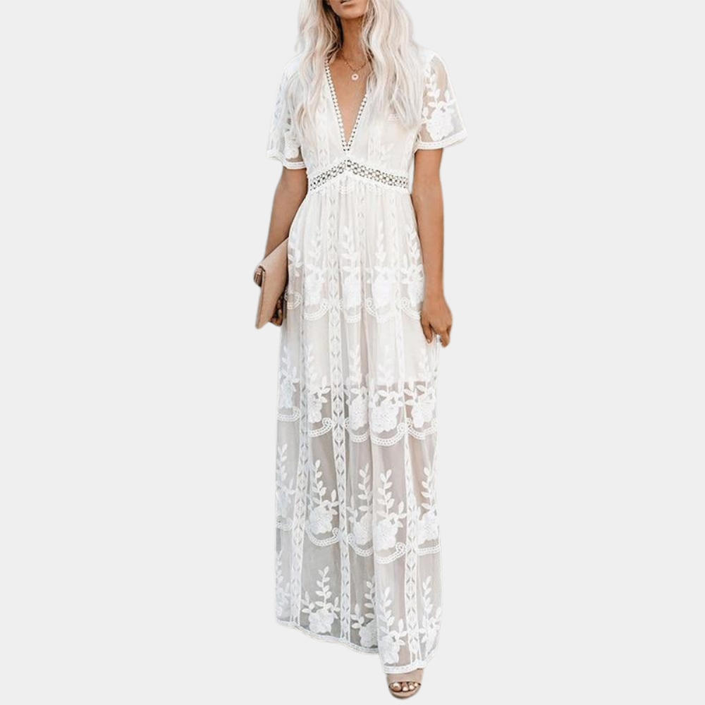 Elegante en lange kanten zomerjurk voor dames