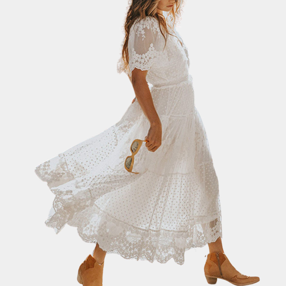 Elegante en klassieke kanten zomerjurk voor dames