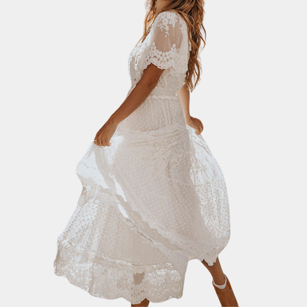 Elegante en klassieke kanten zomerjurk voor dames