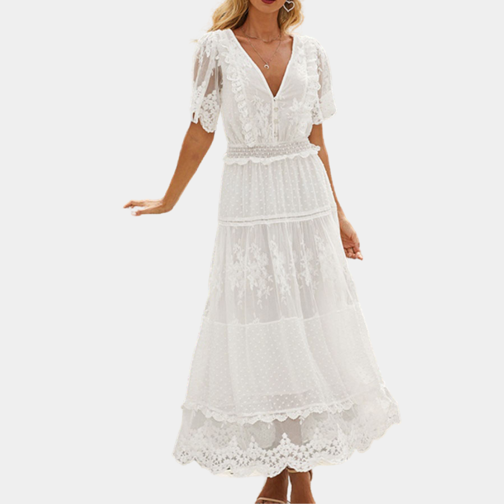 Elegante en klassieke kanten zomerjurk voor dames