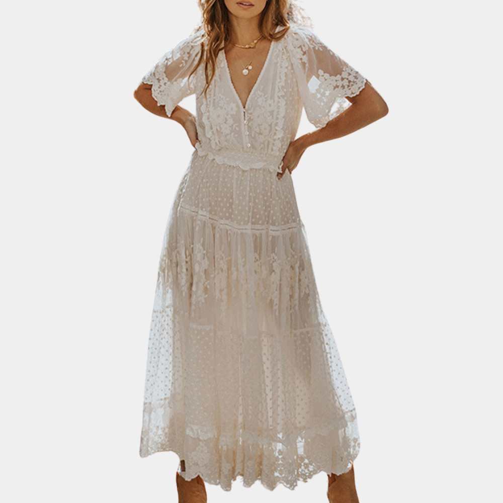Elegante en klassieke kanten zomerjurk voor dames