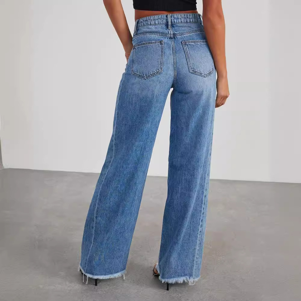 Dames casual zomerjeans met hoge taille