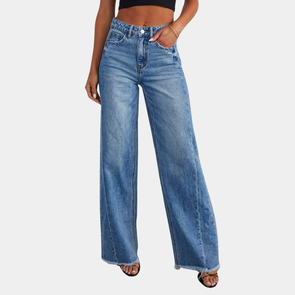 Dames casual zomerjeans met hoge taille