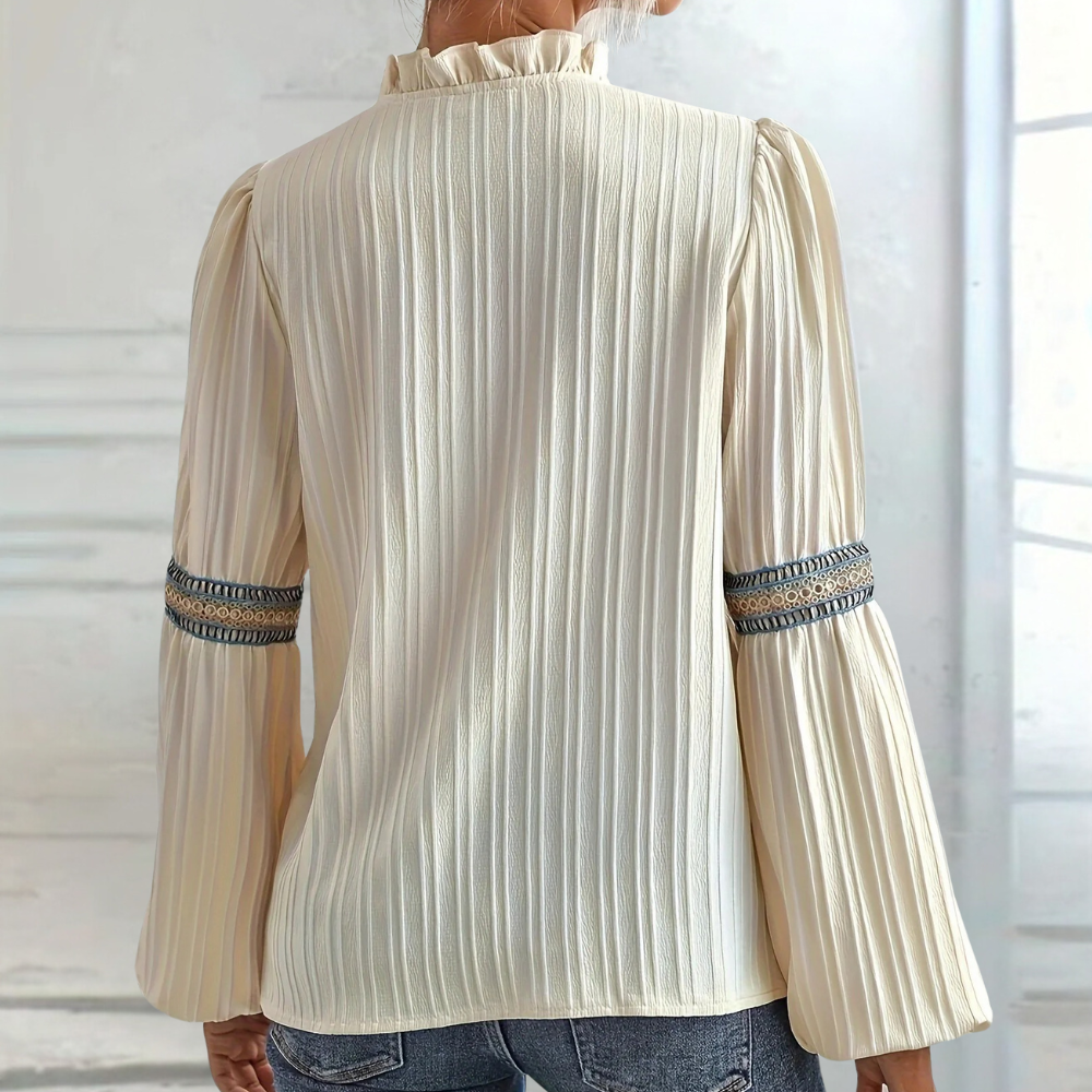 Teodora - Luxe Dames V-hals Zomerblouse met Ruches