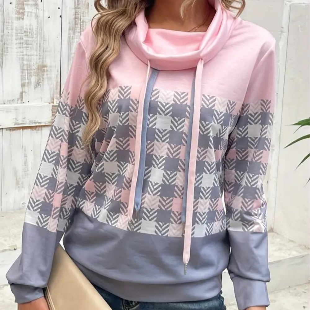Emmanuelle - Comfortabel geruit zomers sweatshirt voor dames