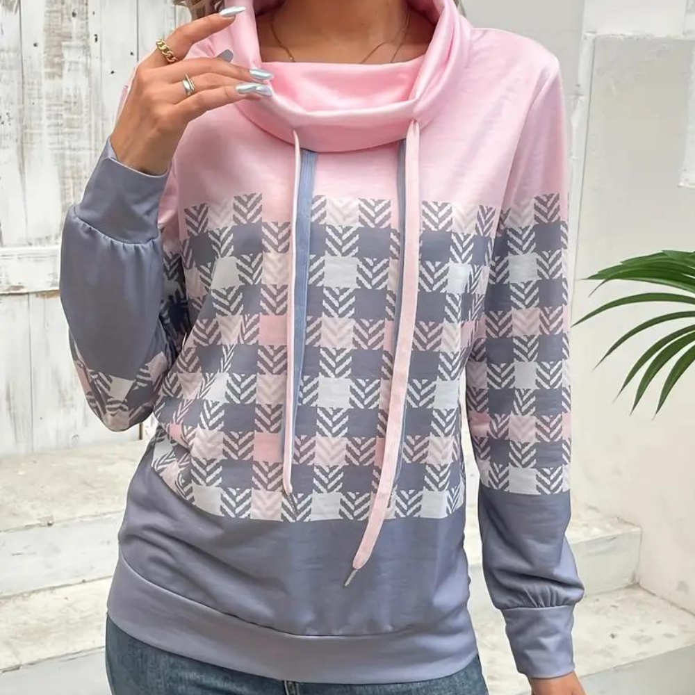 Emmanuelle - Comfortabel geruit zomers sweatshirt voor dames