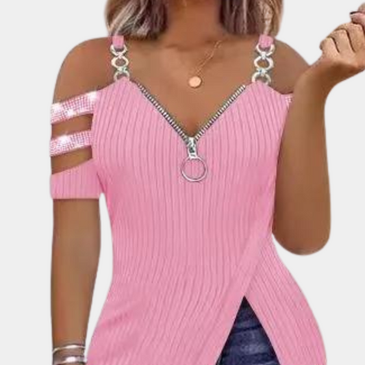 Pavlina - Stijlvolle Zomerse Damestop met Schouderband Accent