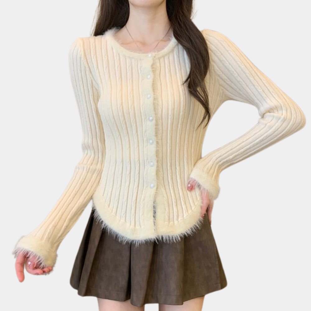 Flavie - Comfortabel en trendy gebreid geribd damesvest voor de lente en zomer