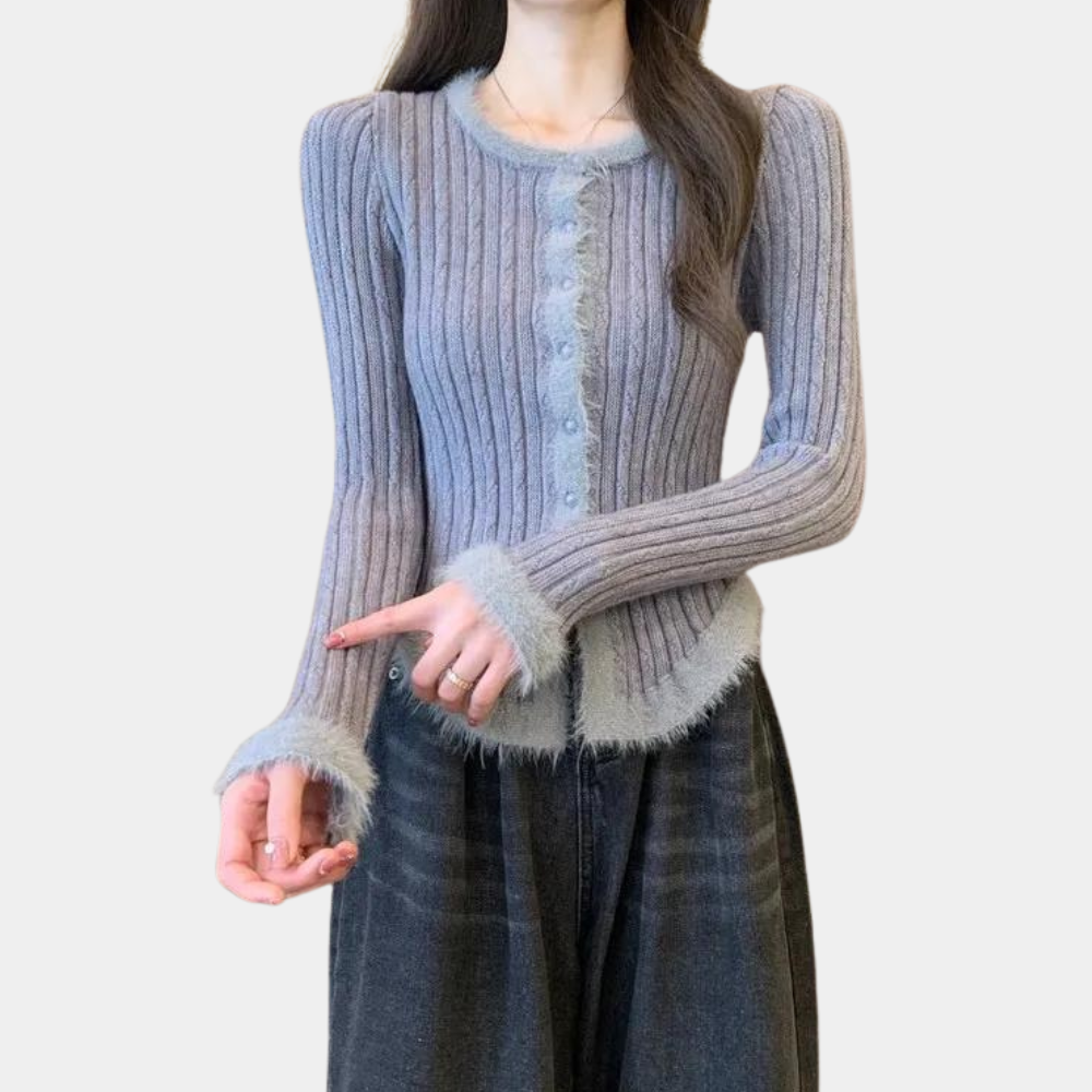Flavie - Comfortabel en trendy gebreid geribd damesvest voor de lente en zomer