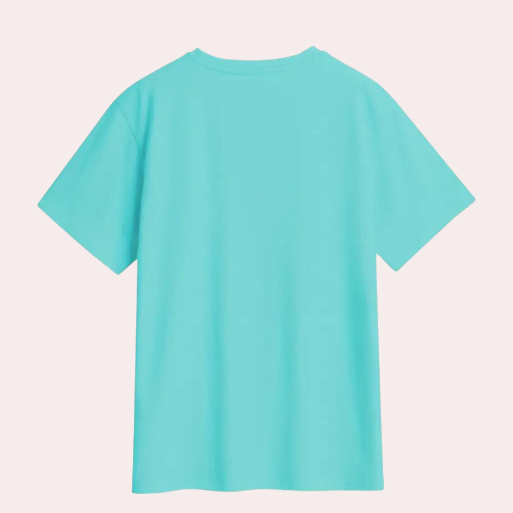 Kati - Speels kat & pompoen grafisch zomers shirt