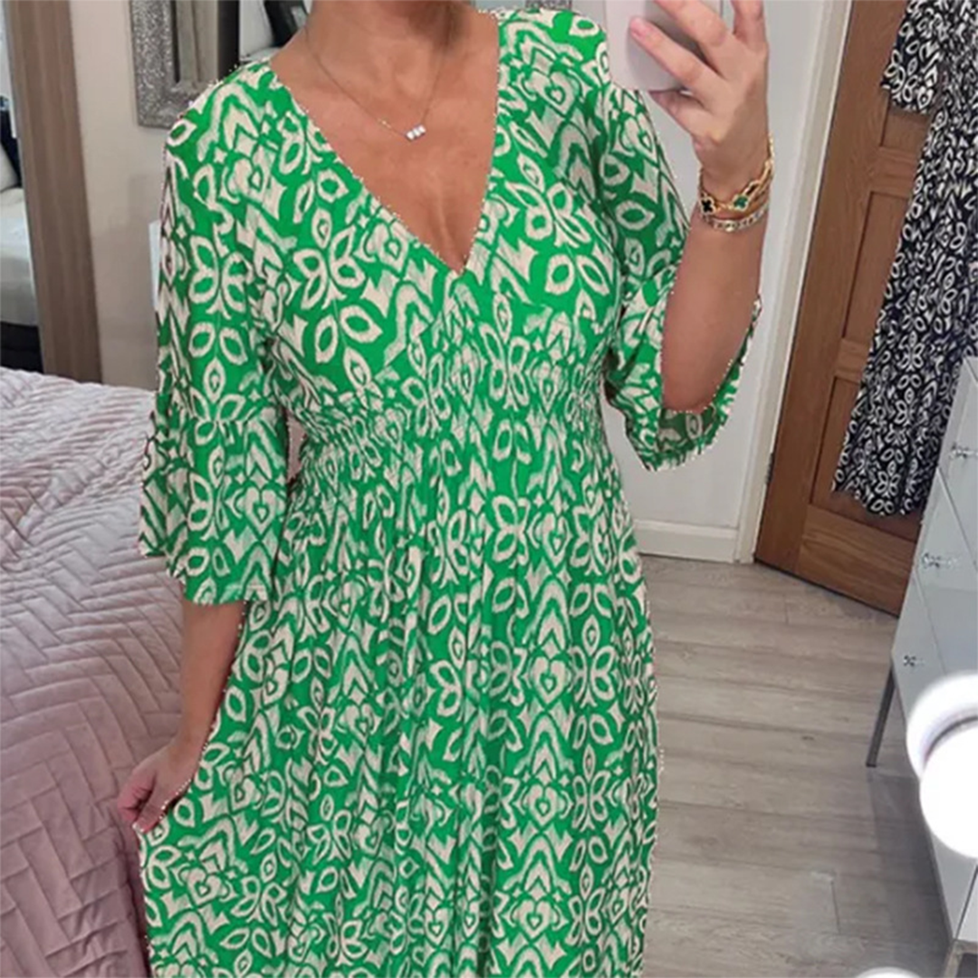 JOLINE - Zomerse casual V-hals maxi jurk
