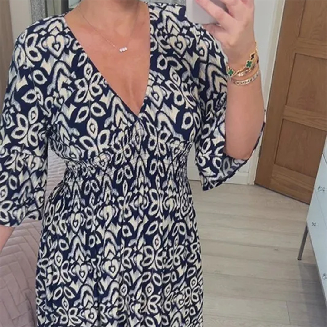 JOLINE - Zomerse casual V-hals maxi jurk