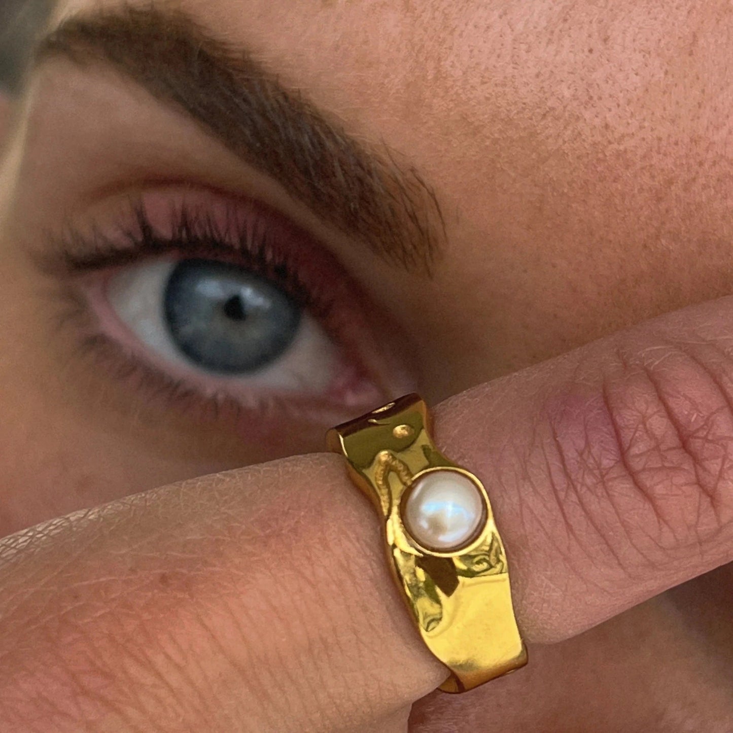 Vintage Natuurlijke Gouden Parelring