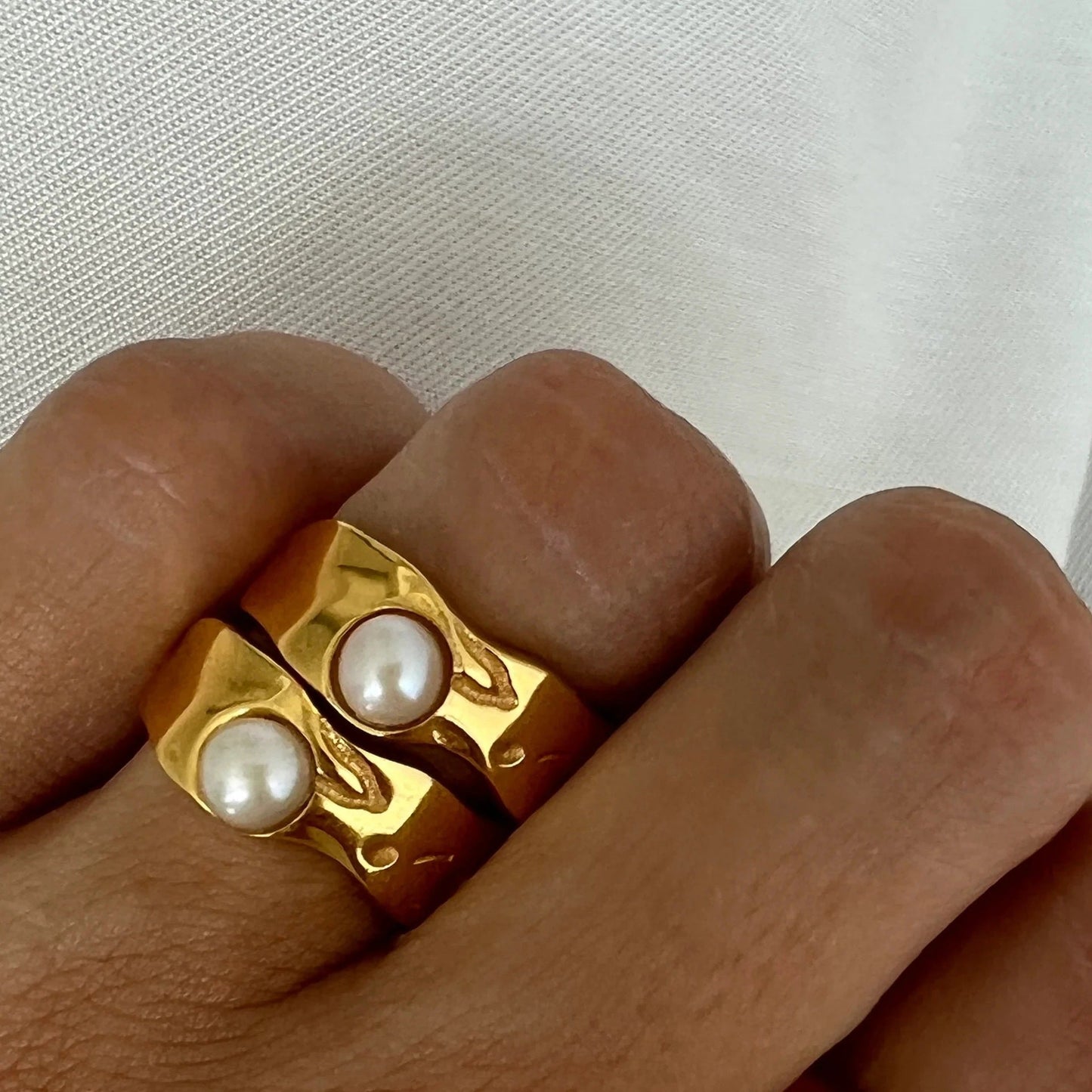 Vintage Natuurlijke Gouden Parelring