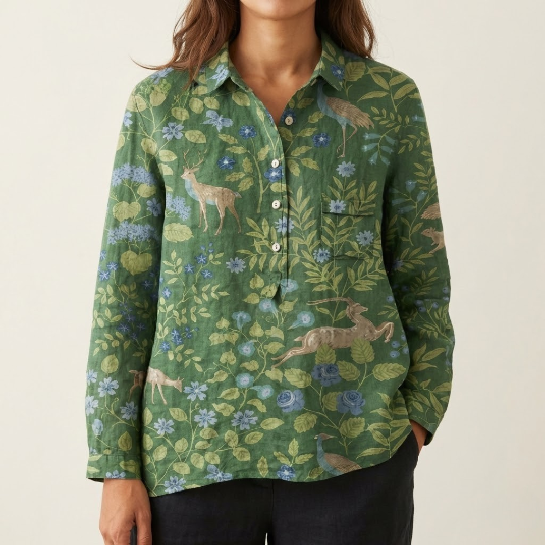 Bianca™ | Tijdloze Linnen Blouse met Print
