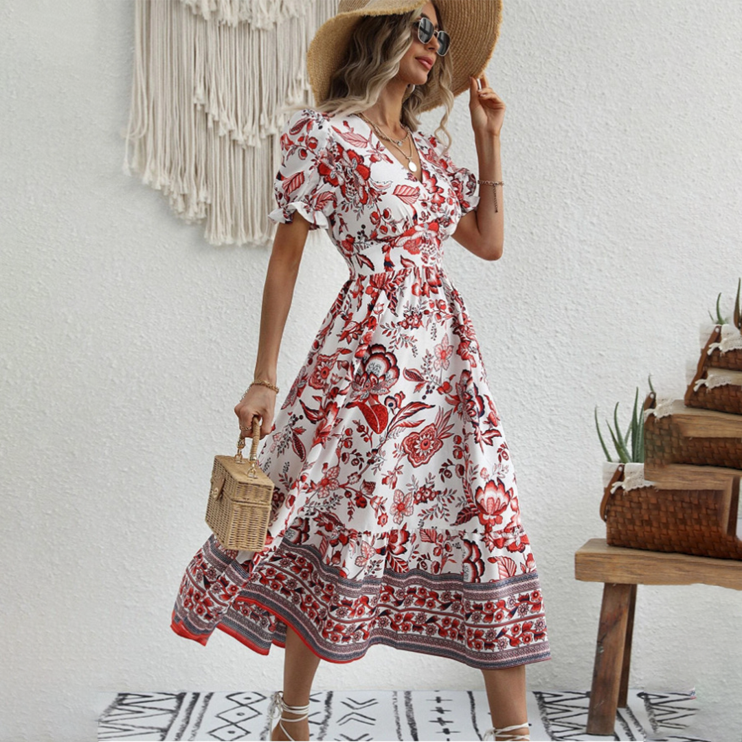 ALIANA - Elegante zomer bloemenjurk