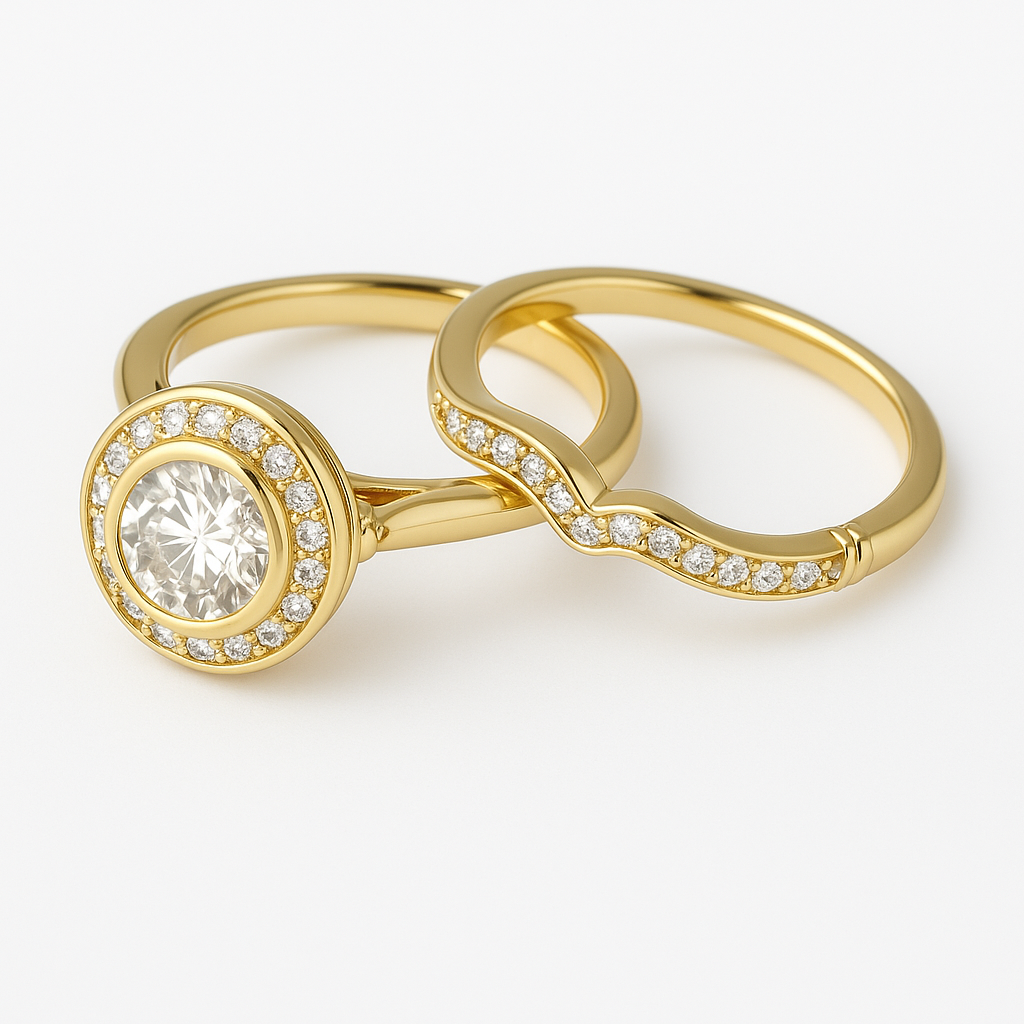 Vintage goud & zirkonia ringenpakket