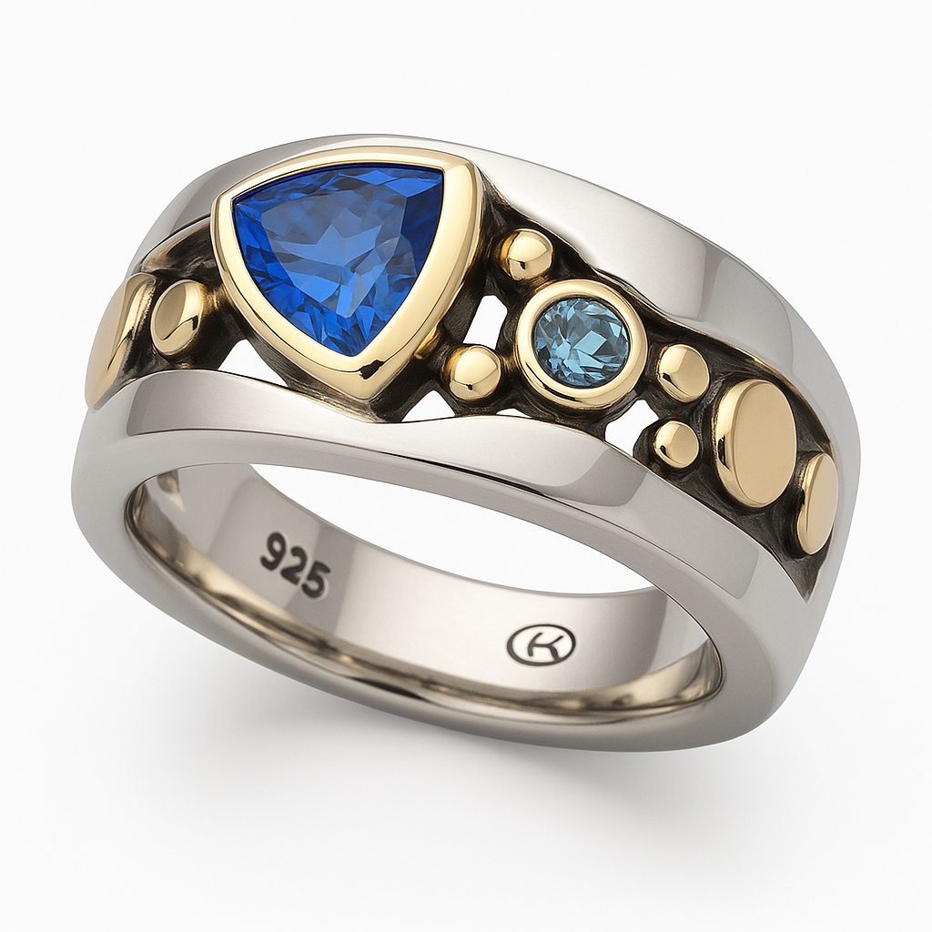 Vintage blauw kristallen ring
