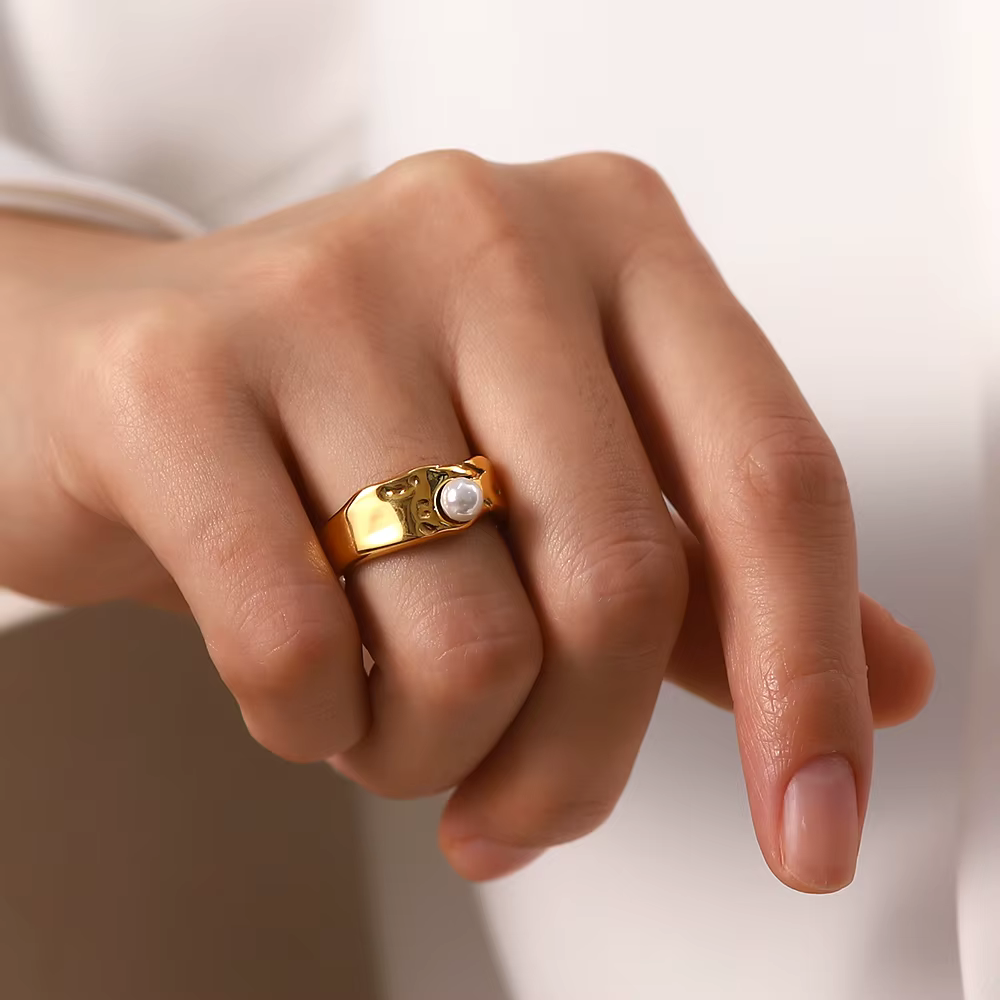 Vintage Natuurlijke Gouden Parel Ring