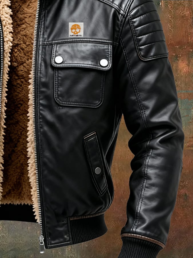 Herenjas Canada | Blouson van lederlook met gewatteerde schouders