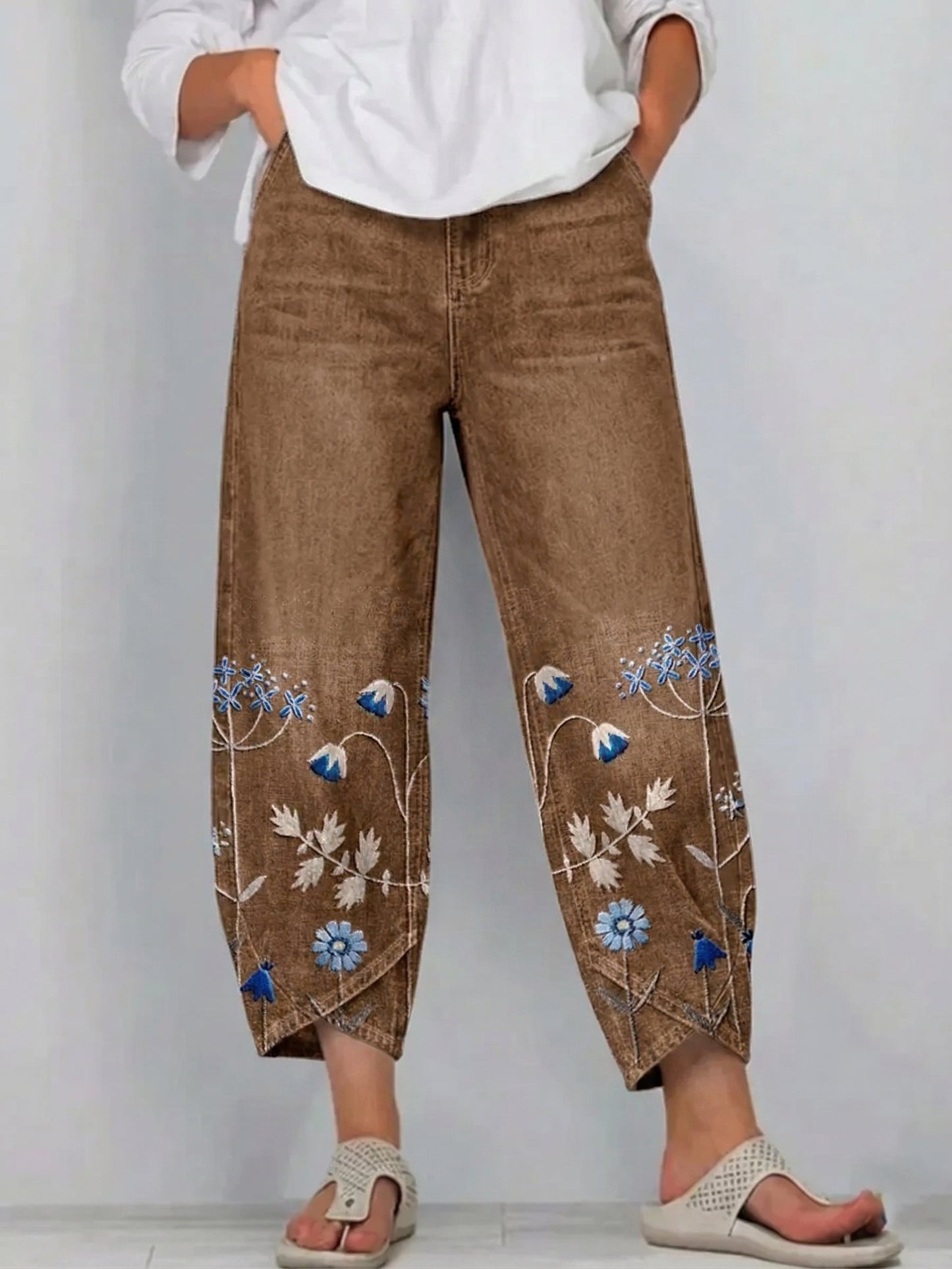 Aven | Casual Geborduurde Broek