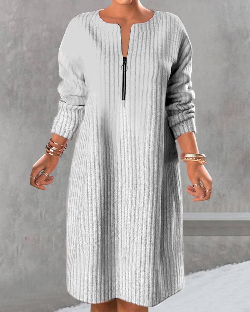Lang gebreide jurk met rits - stijlvolle winteroutfit voor dames