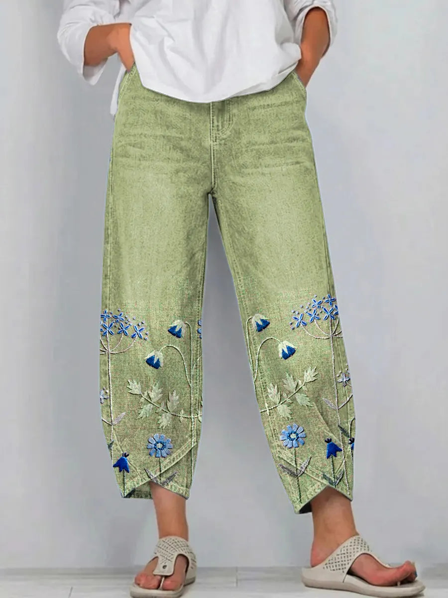 Aven | Casual Geborduurde Broek