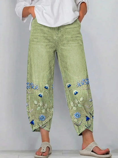 Aven | Casual Geborduurde Broek