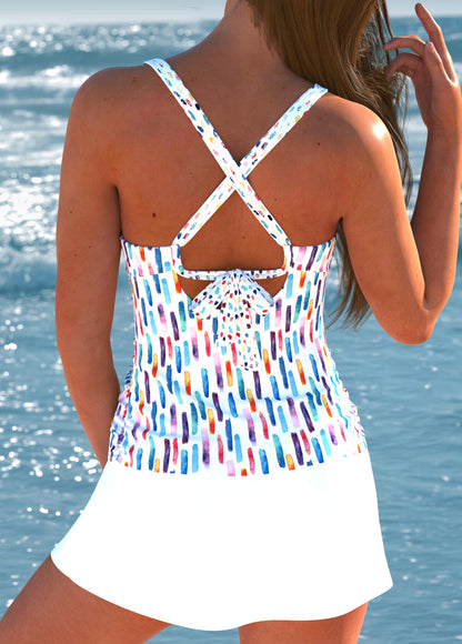 Emma - Blauwe Gestreepte Tankini Met Kruisbandjes I Laatste dag 80% korting!