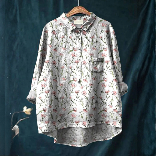 Elise™ | Tijdloze Linnen Blouse met Print