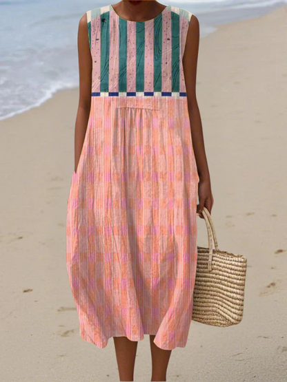 Lily | Gestreepte Pastel Midi Jurk