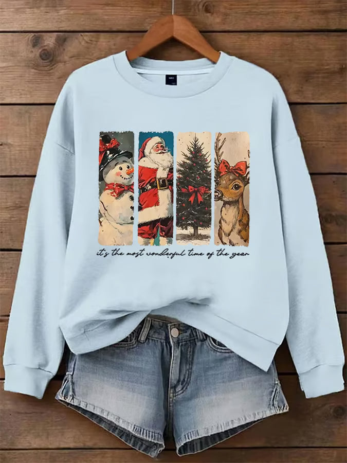 Liv – Trui met nostalgische kerststrookprint