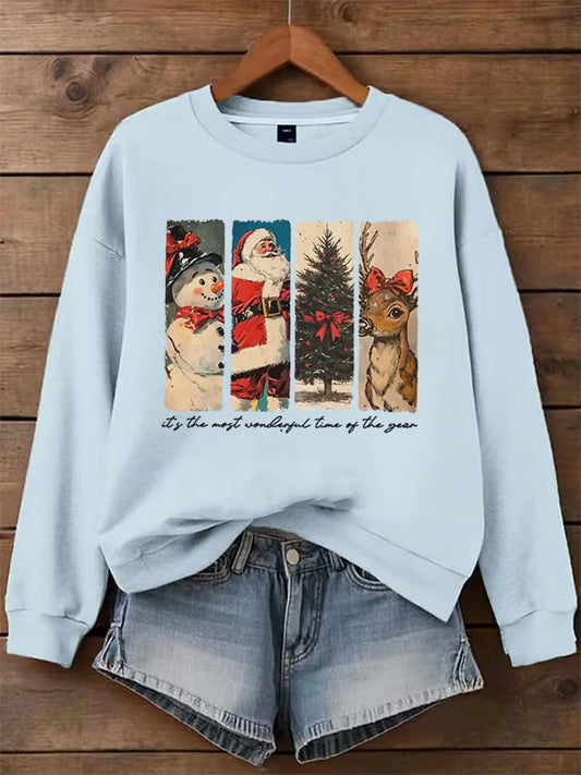 Liv – Trui met nostalgische kerststrookprint