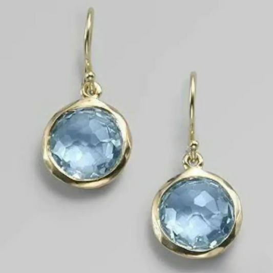 Vintage Blauw Ingelegd Kristal Oorbellen