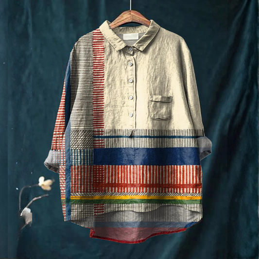 Isolde™ | Exclusieve Linnen Blouse met Print